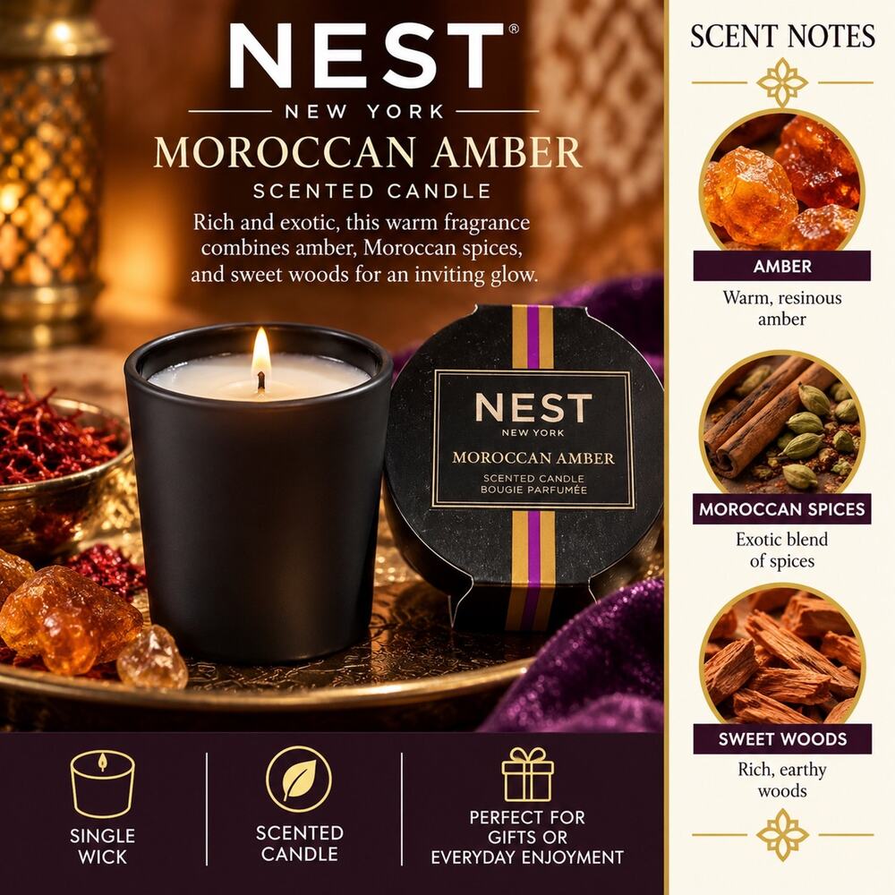 NEST New York Moroccan Amber Mini Scented Candle
